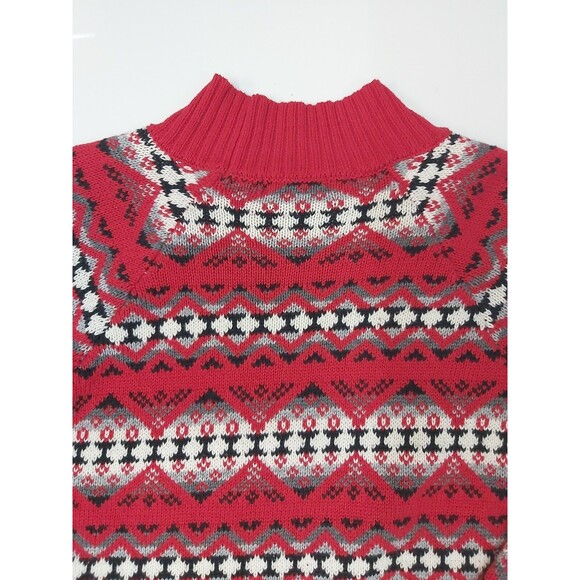 Chaps Womens Red White and Black Turtle Neck Sweater size Medium - Picture 9 of 12